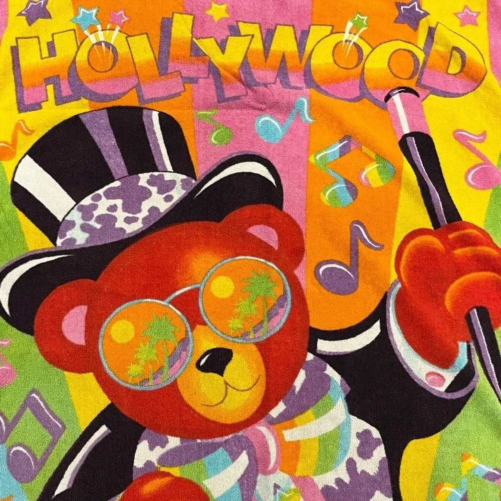 VINTAGE LISA FRANK HOLLYWOOD BEAR BEACH TOWEL